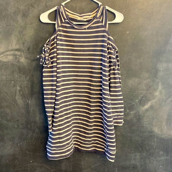 Maurices cold shoulder navy/white striped dress size medium - Picture 4 of 11